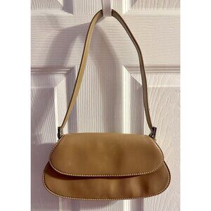 Liz Claiborne Woman’s Tan Small Shoulder Baguette White Stitches